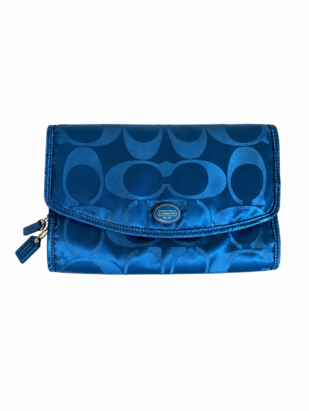 Coach Blue Signature Pattern Hanging Toiletry Travel Bag
